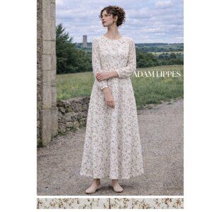 Adam Lippes Antique White Bleeding Hearts Silk Long Dress